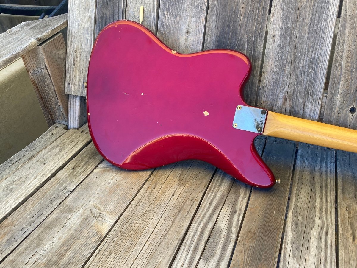 SOLD - Fender Jaguar 1964 Candy Apple Red with Gold Hardware! - Mahar's Vintage Guitars