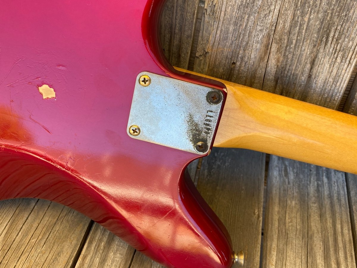 SOLD - Fender Jaguar 1964 Candy Apple Red with Gold Hardware! - Mahar's Vintage Guitars