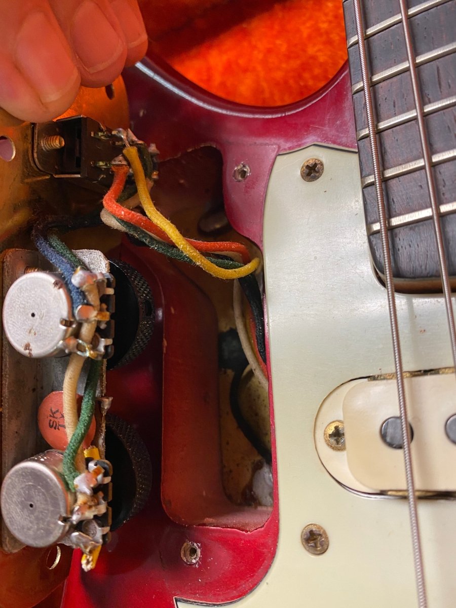 SOLD - Fender Jaguar 1964 Candy Apple Red with Gold Hardware! - Mahar's Vintage Guitars