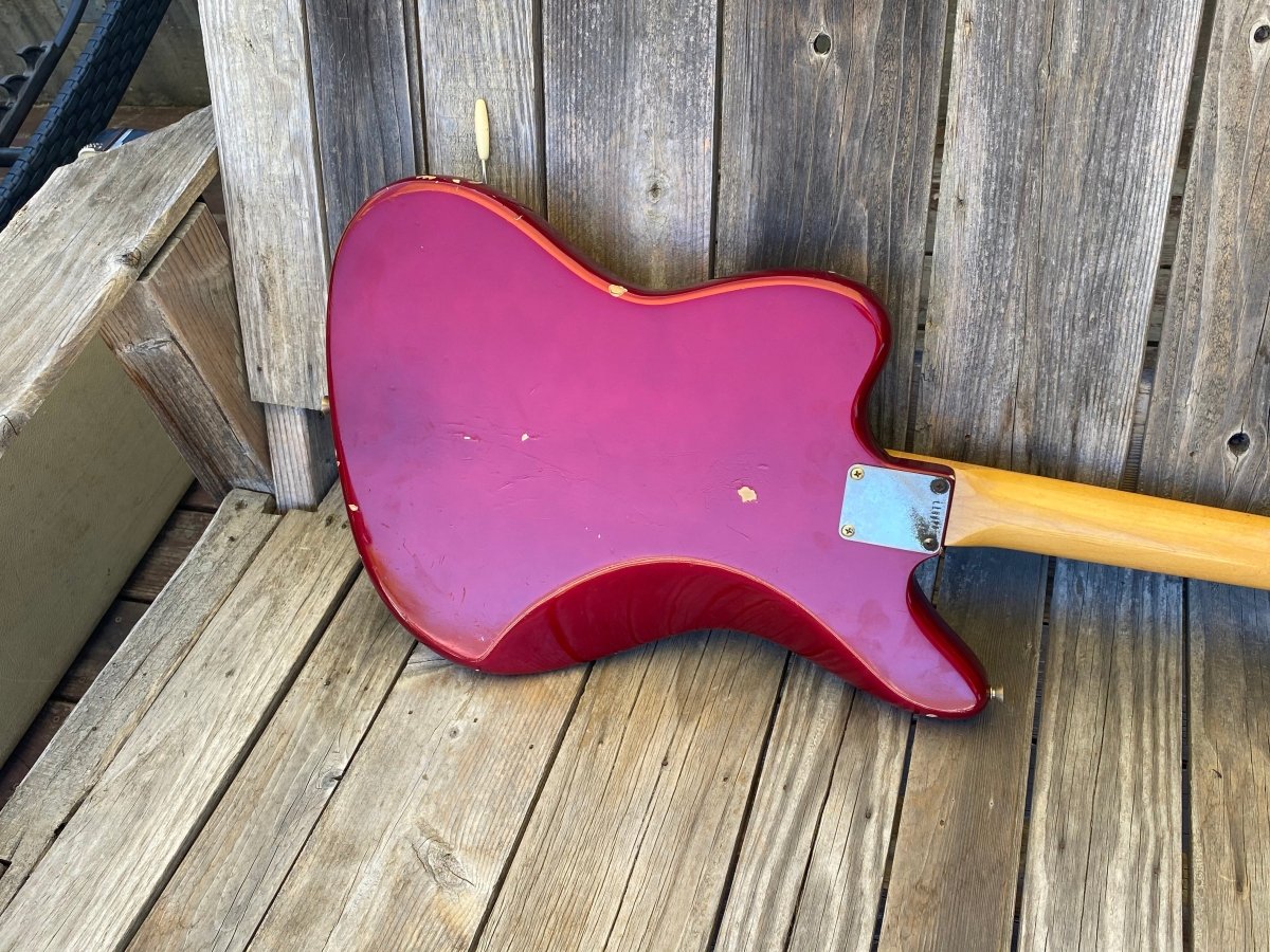 SOLD - Fender Jaguar 1964 Candy Apple Red with Gold Hardware! - Mahar's Vintage Guitars