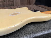 SOLD - Fender Mustang Olympic White 1965 A neck with unique fretboard - Mahar's Vintage Guitars