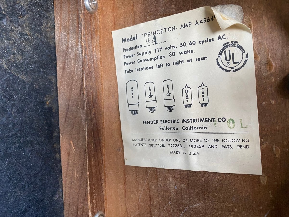 SOLD - Fender Princeton Reverb 1965 Pre CBS - Mahar's Vintage Guitars