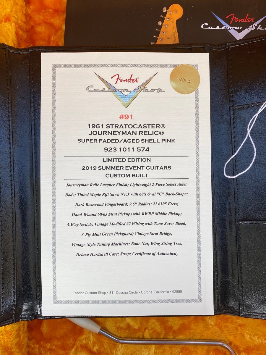 SOLD - Fender Stratocaster 1961 Journeyman Relic Shell Pink 2019 - Mahar's Vintage Guitars