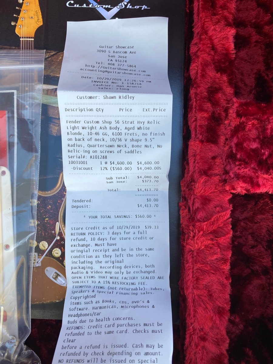 SOLD - Fender Stratocaster Custom Order '56 Heavy Relic 2019 - Mahar's Vintage Guitars