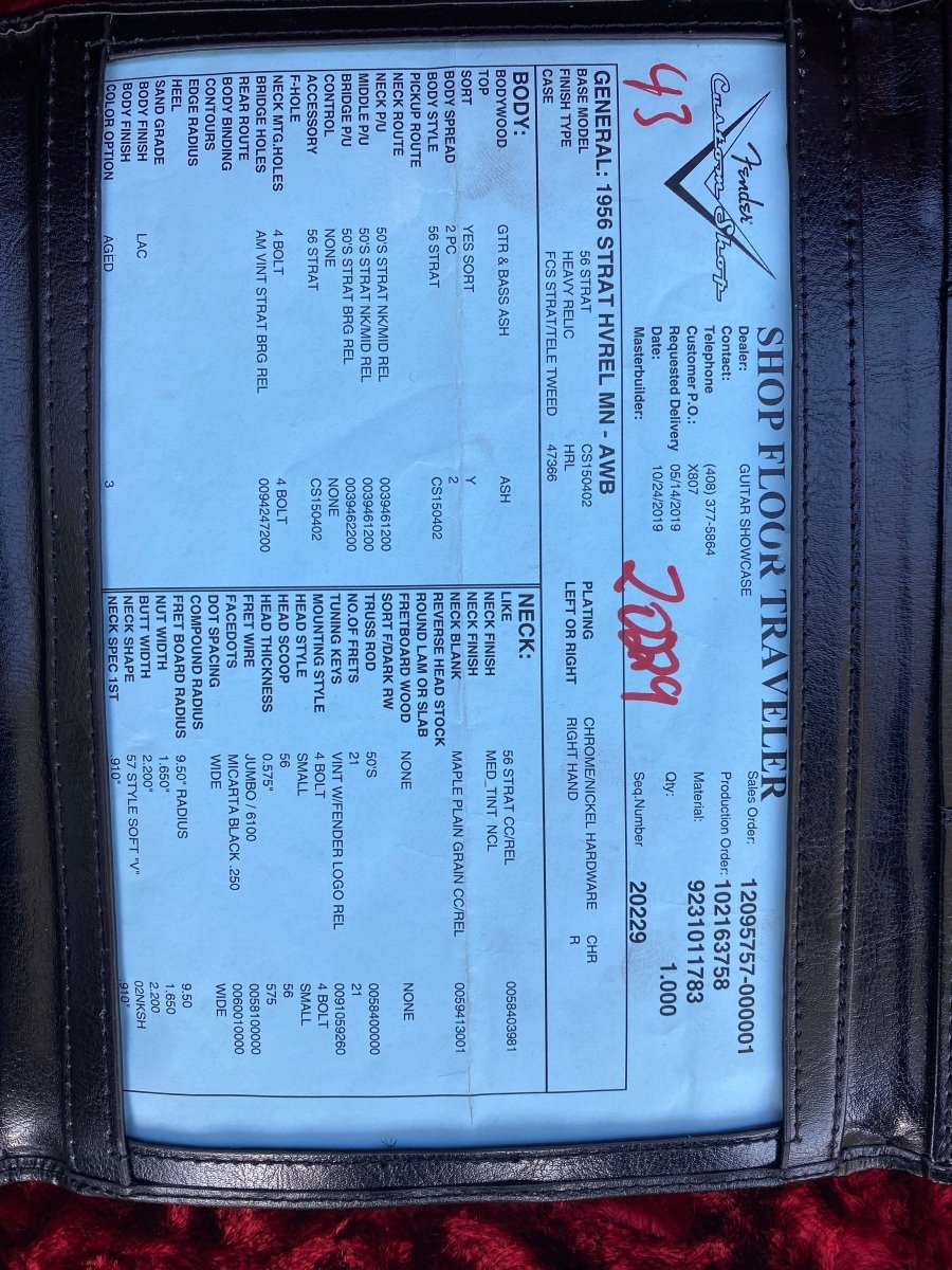 SOLD - Fender Stratocaster Custom Order '56 Heavy Relic 2019 - Mahar's Vintage Guitars