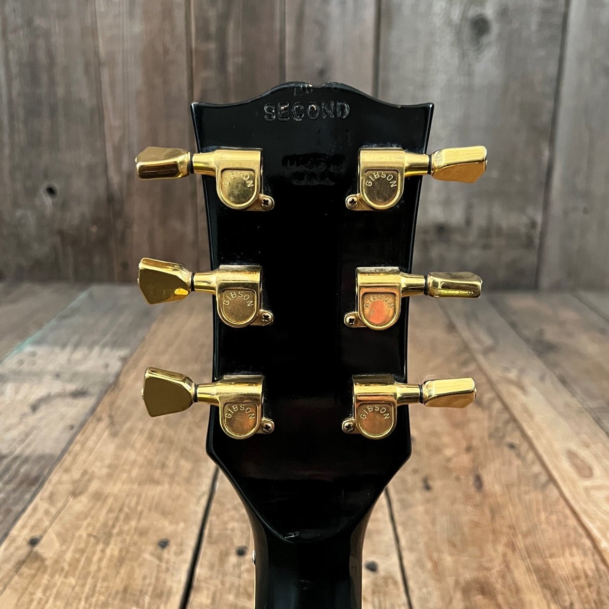 SOLD - Gibson 20th Anniversary Les Paul Custom Left Handed 1975 Black - Mahar's Vintage Guitars