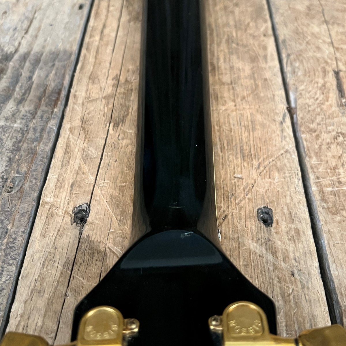 SOLD - Gibson 20th Anniversary Les Paul Custom Left Handed 1975 Black - Mahar's Vintage Guitars