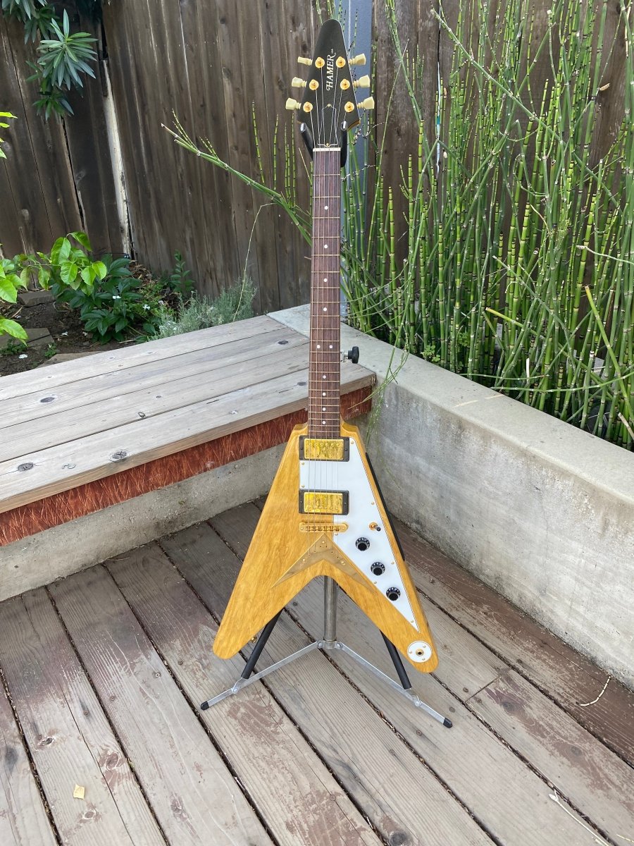 SOLD - Hamer Vector Korina Flying V 2005 Mint - Mahar's Vintage Guitars