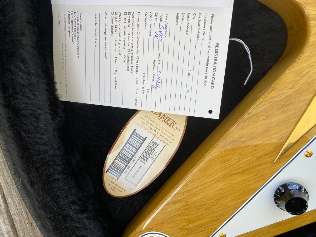 SOLD - Hamer Vector Korina Flying V 2005 Mint - Mahar's Vintage Guitars