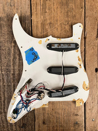 Squier Stratocaster pickups, harness on tortoise pickguard - Mahar's Vintage Guitars