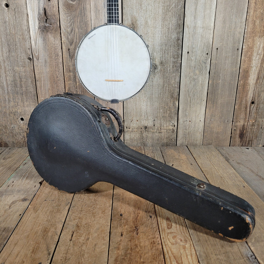 Unbranded Tenor Banjo With Elton Resonator and Nice Case 1930s