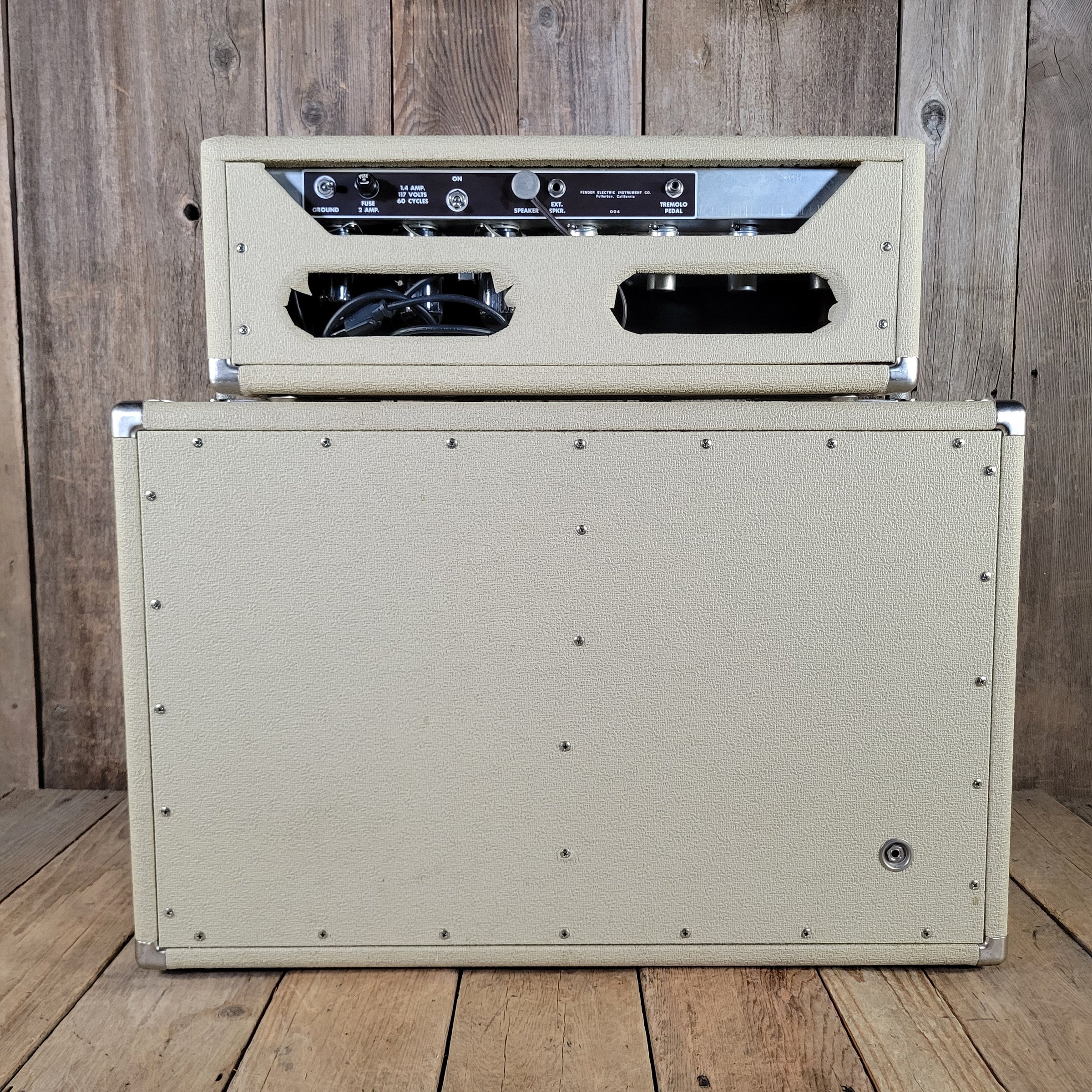 Fender 1963 Tremolux 6G9-B White Tolex Piggyback Near Mint