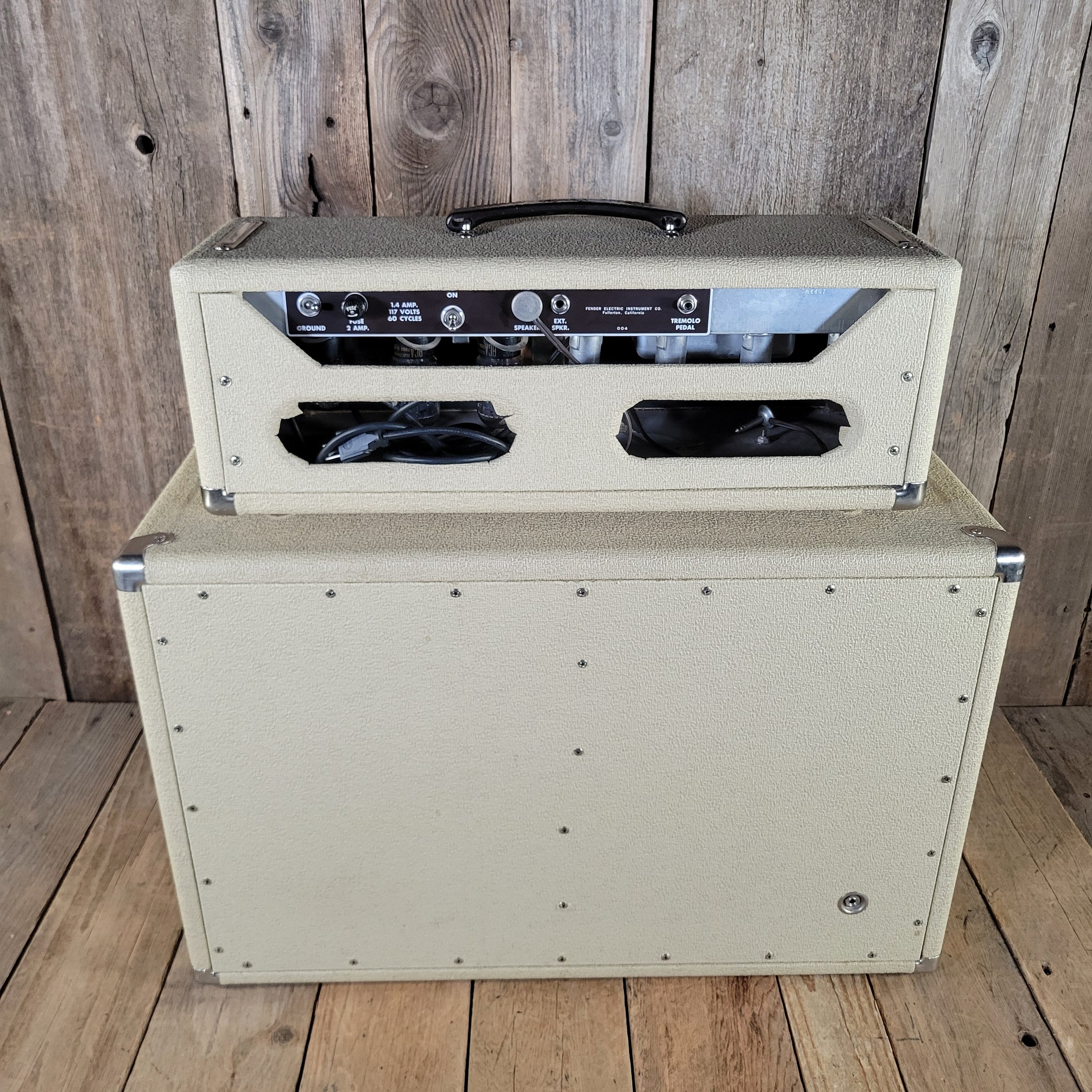 Fender 1963 Tremolux 6G9-B White Tolex Piggyback Near Mint