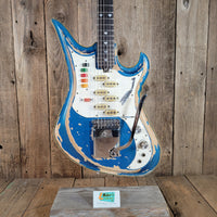 Teisco 1960s Spectrum 5 Metallic Blue Stereo/Mono Z-Coil Good