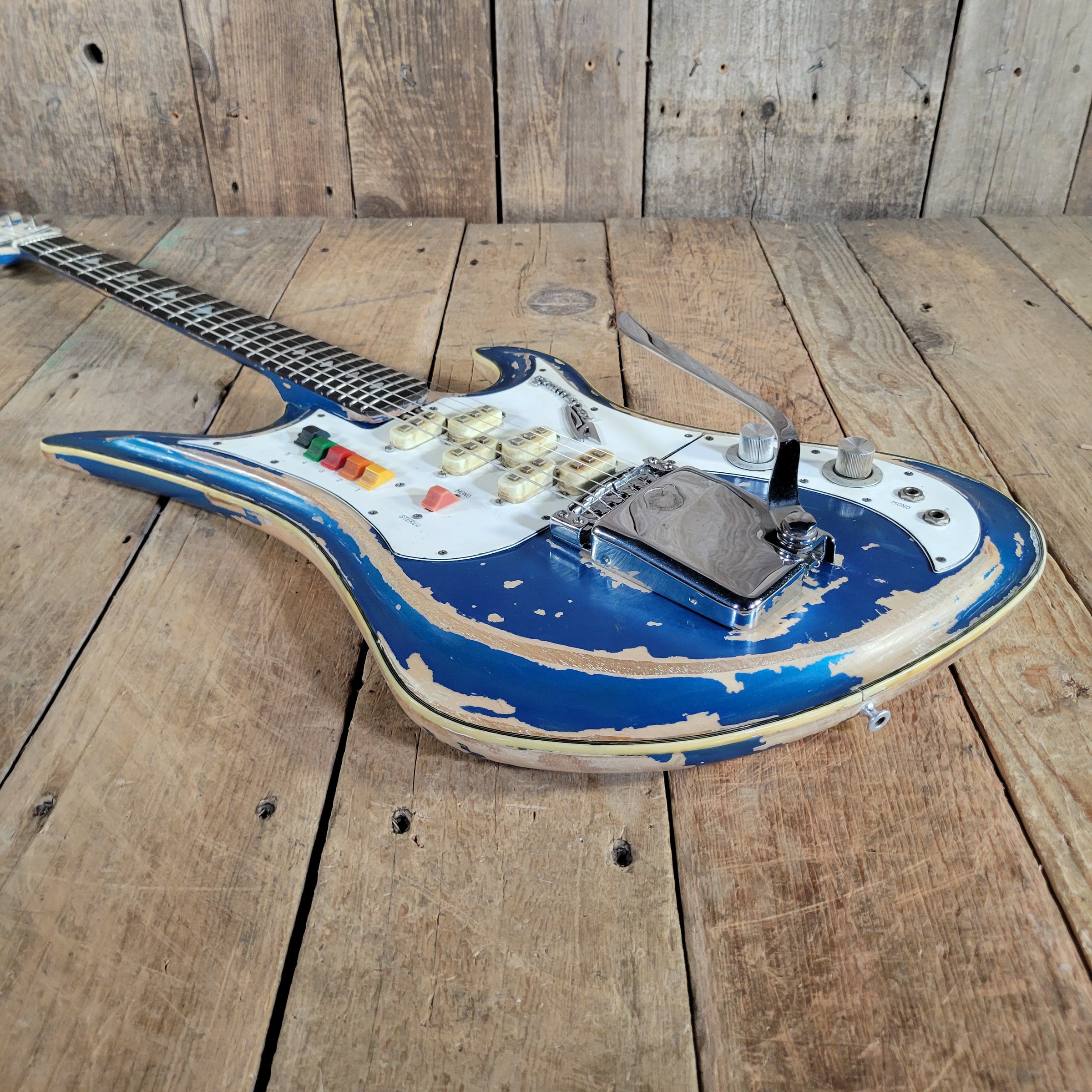 Teisco 1960s Spectrum 5 Metallic Blue Stereo/Mono Z-Coil Good