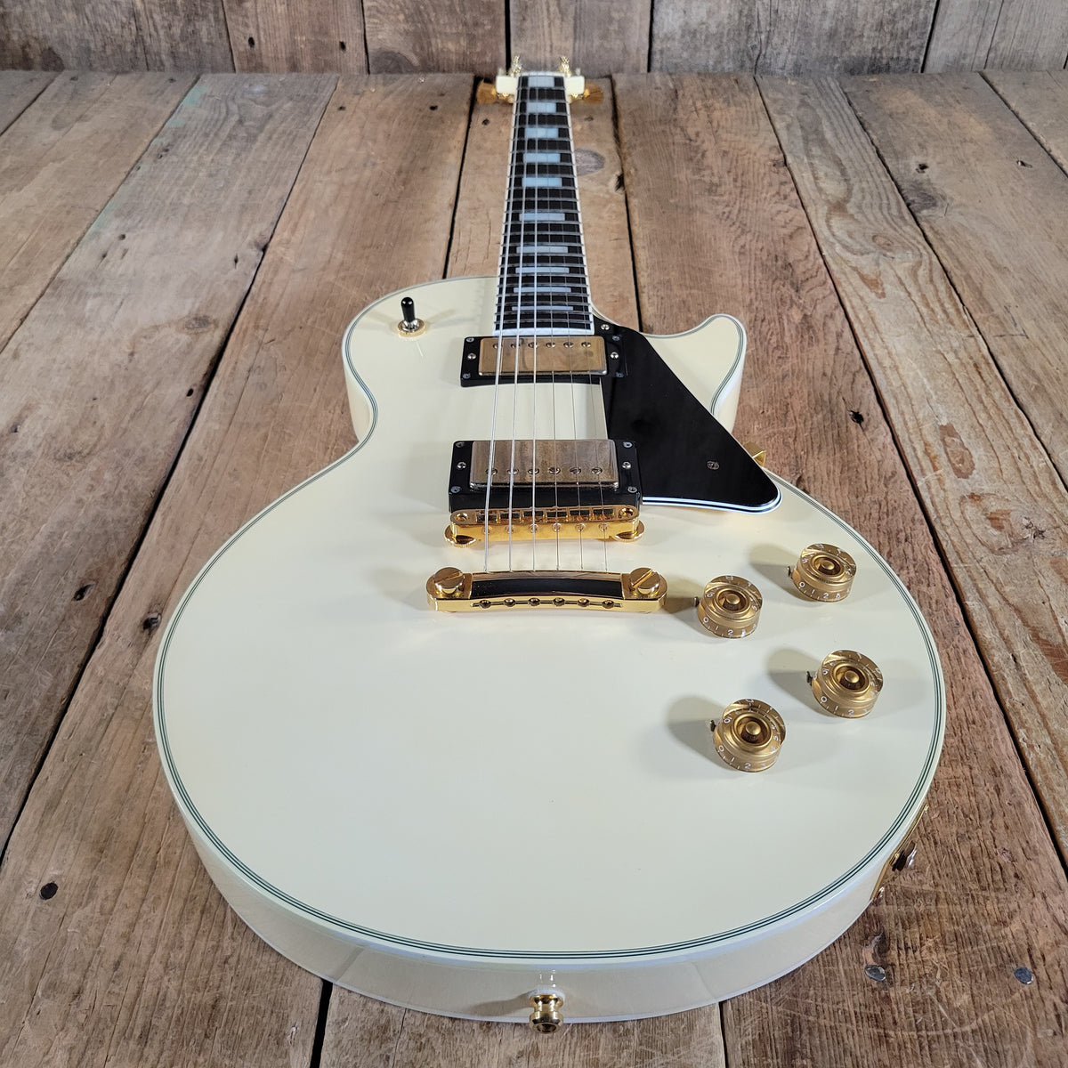 FGN 2012 Fujigen Neo Classic NCLC-20E/IV Les Paul Custom Vintage White w/ Hard Case & Paperwork, Excellent