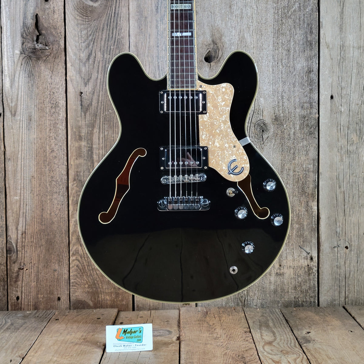 Epiphone 1999 Sheraton John Lee "Boogie Man" Hooker Signature #43 of 220 Ebony w/ Orig Case, Very Good