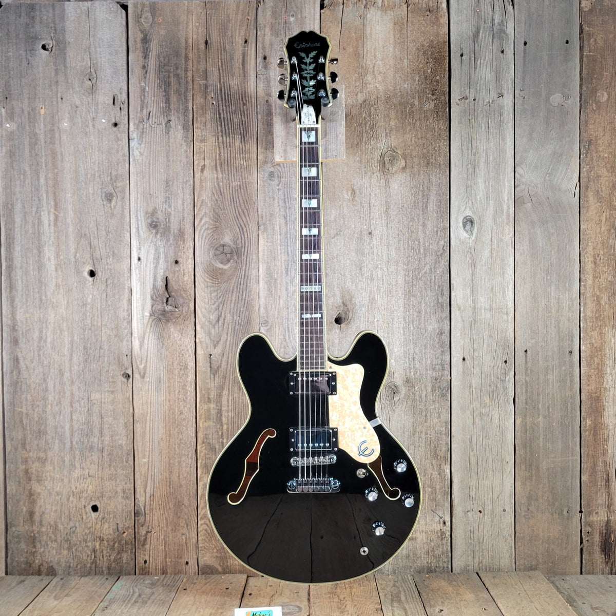 Epiphone 1999 Sheraton John Lee "Boogie Man" Hooker Signature #43 of 220 Ebony w/ Orig Case, Very Good