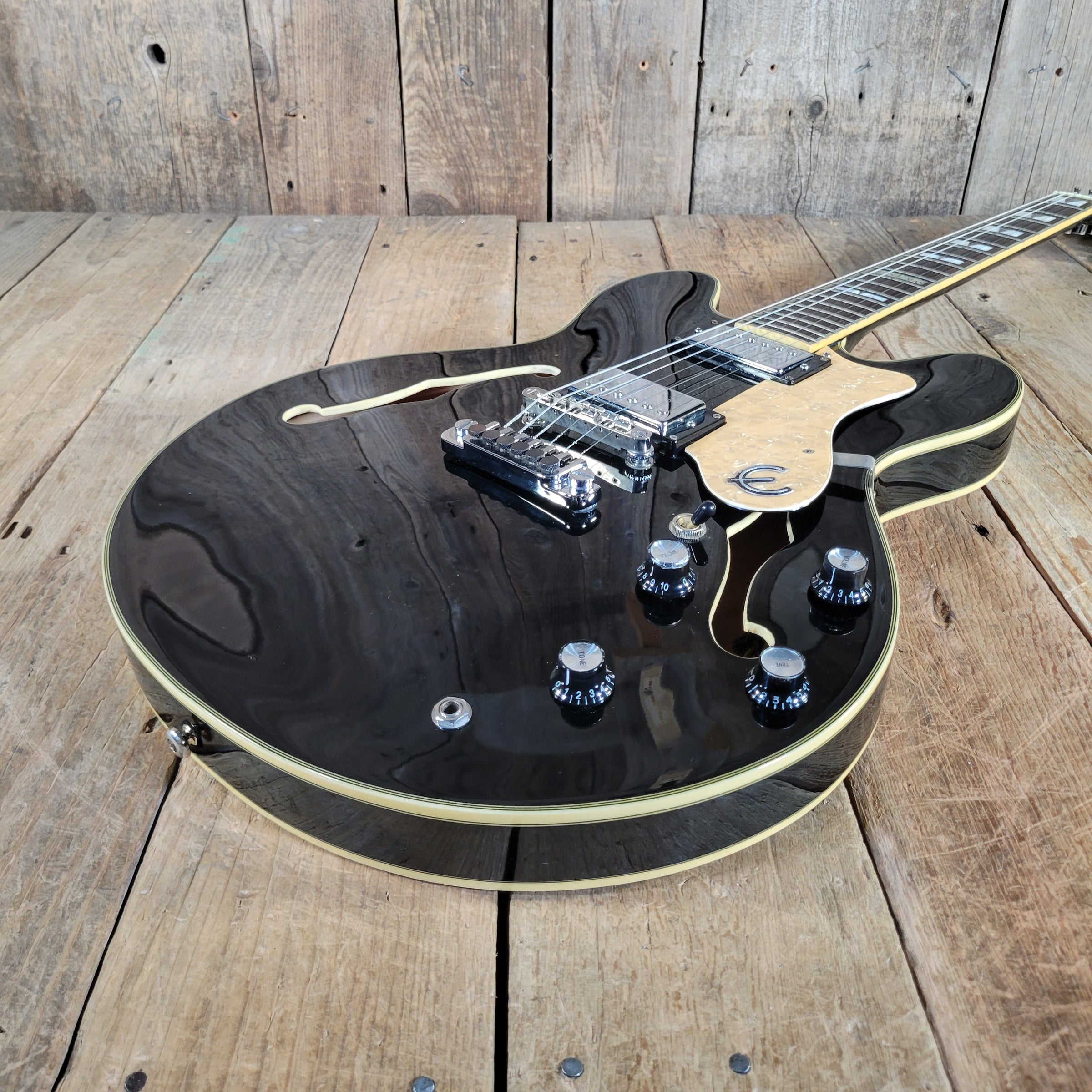 Epiphone 1999 Sheraton John Lee "Boogie Man" Hooker Signature #43 of 220 Ebony w/ Orig Case, Very Good