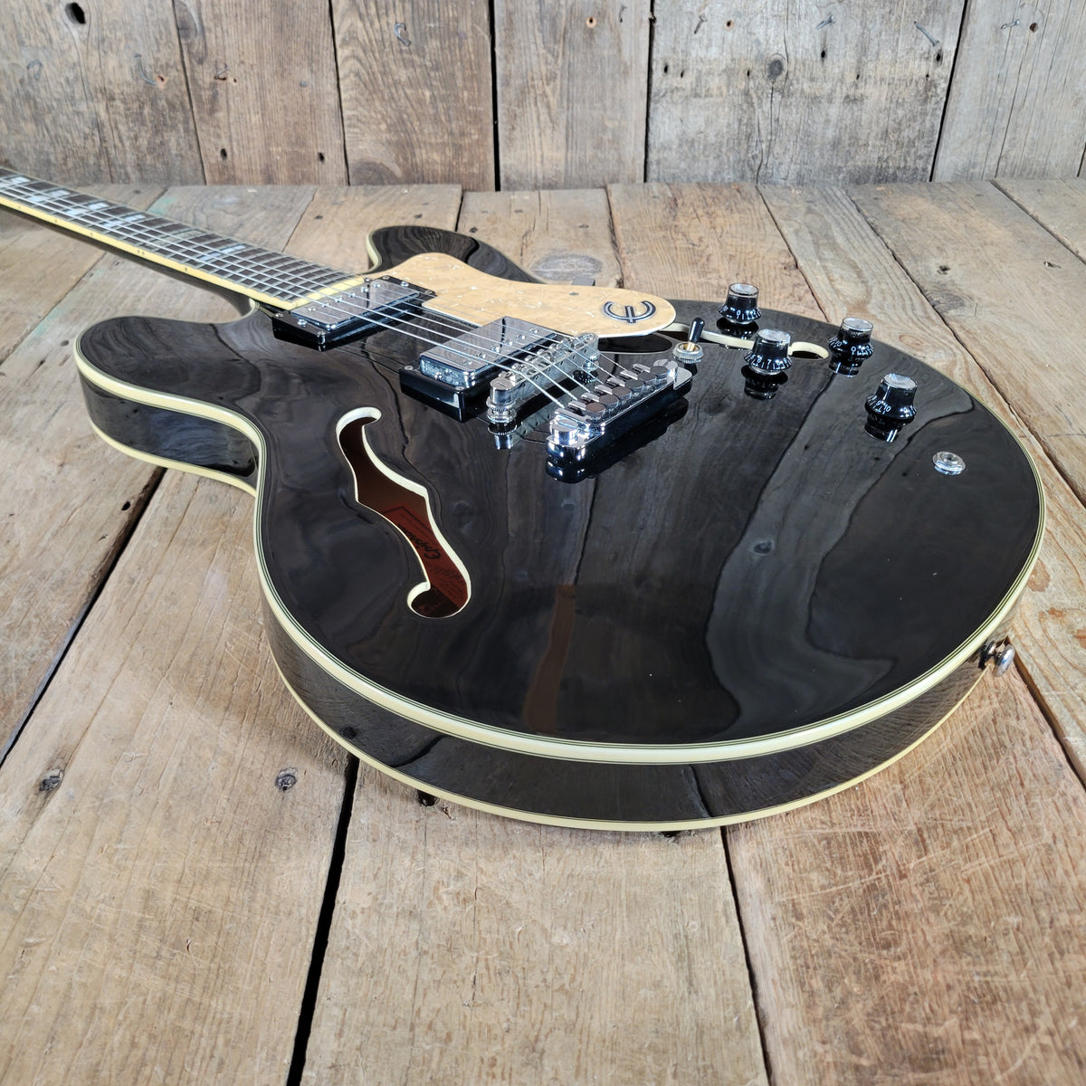 Epiphone 1999 Sheraton John Lee "Boogie Man" Hooker Signature #43 of 220 Ebony w/ Orig Case, Very Good