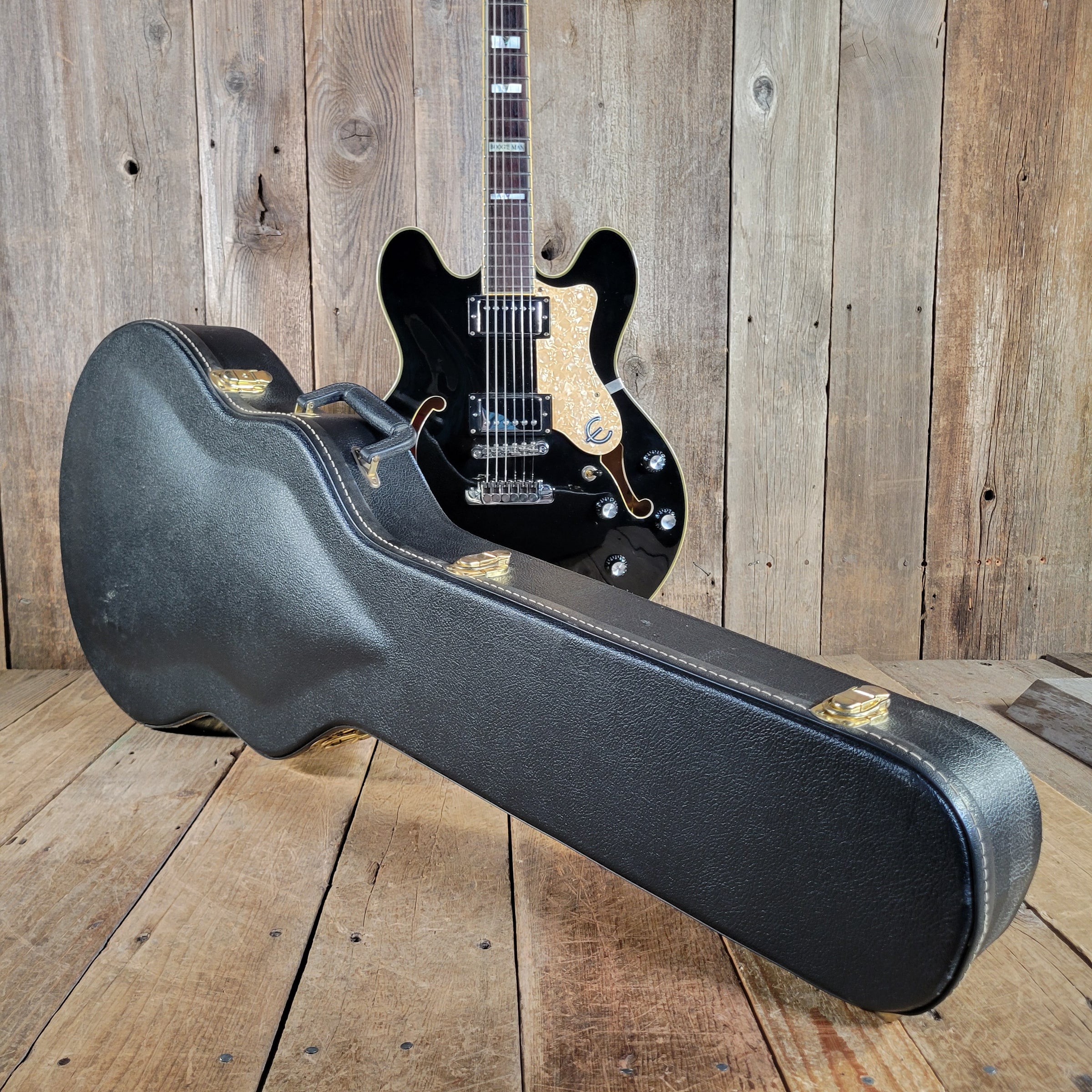 Epiphone 1999 Sheraton John Lee "Boogie Man" Hooker Signature #43 of 220 Ebony w/ Orig Case, Very Good