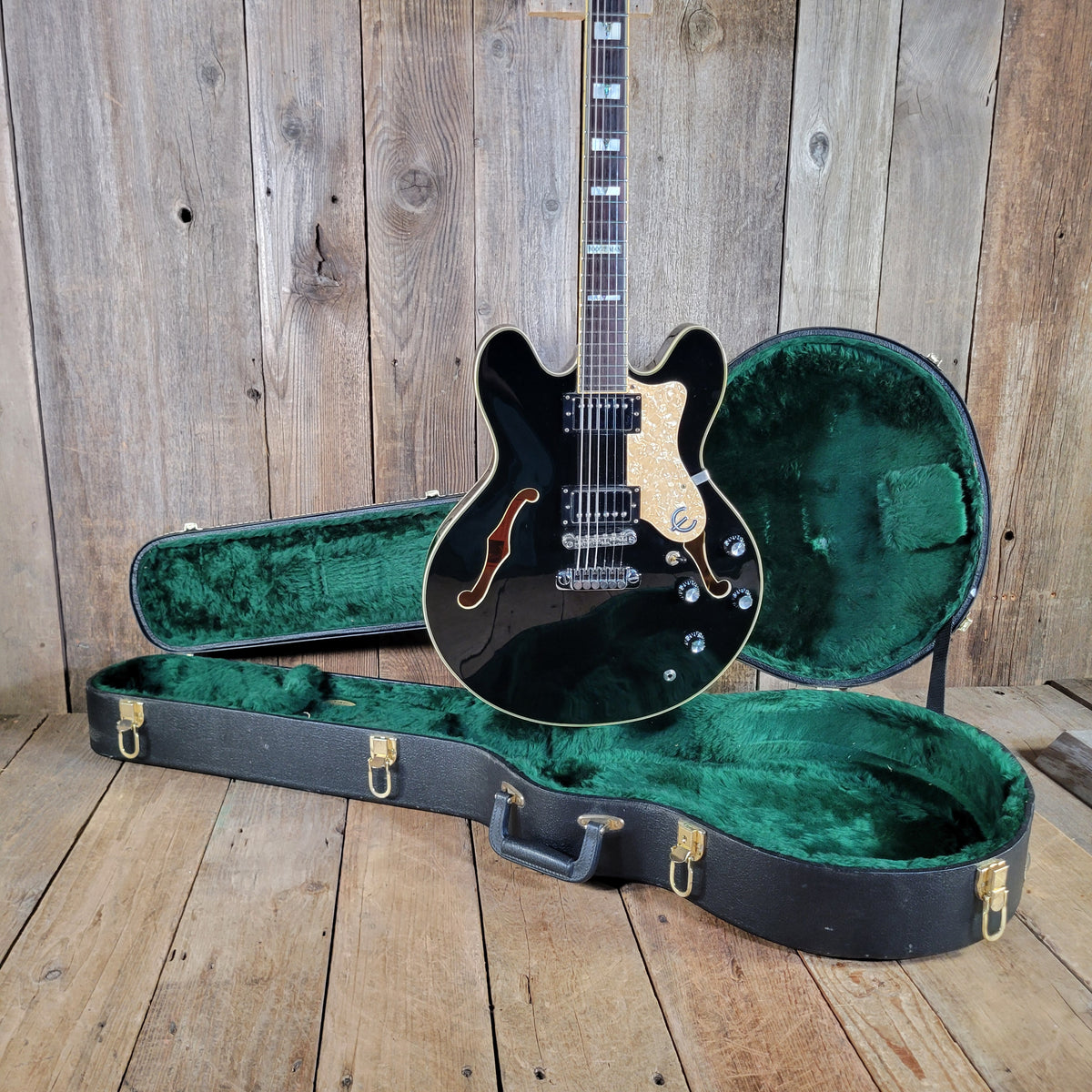 Epiphone 1999 Sheraton John Lee "Boogie Man" Hooker Signature #43 of 220 Ebony w/ Orig Case, Very Good