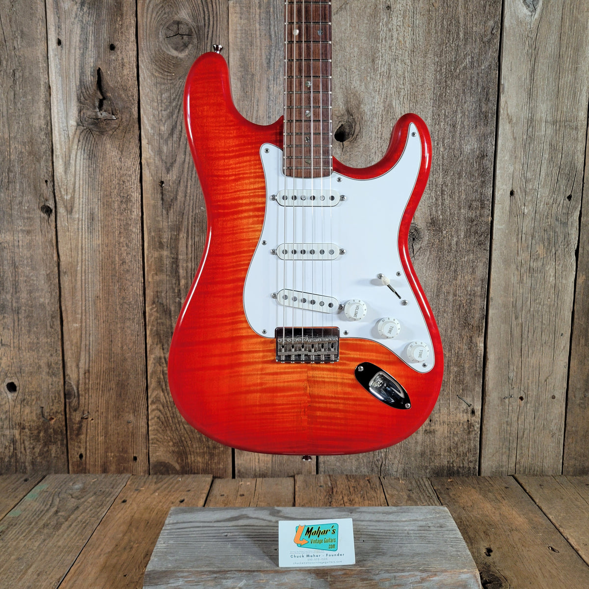 Brian Goodwin 1992 Custom Stratocaster Build Chambered Alder & Flamed Maple Body, Excellent