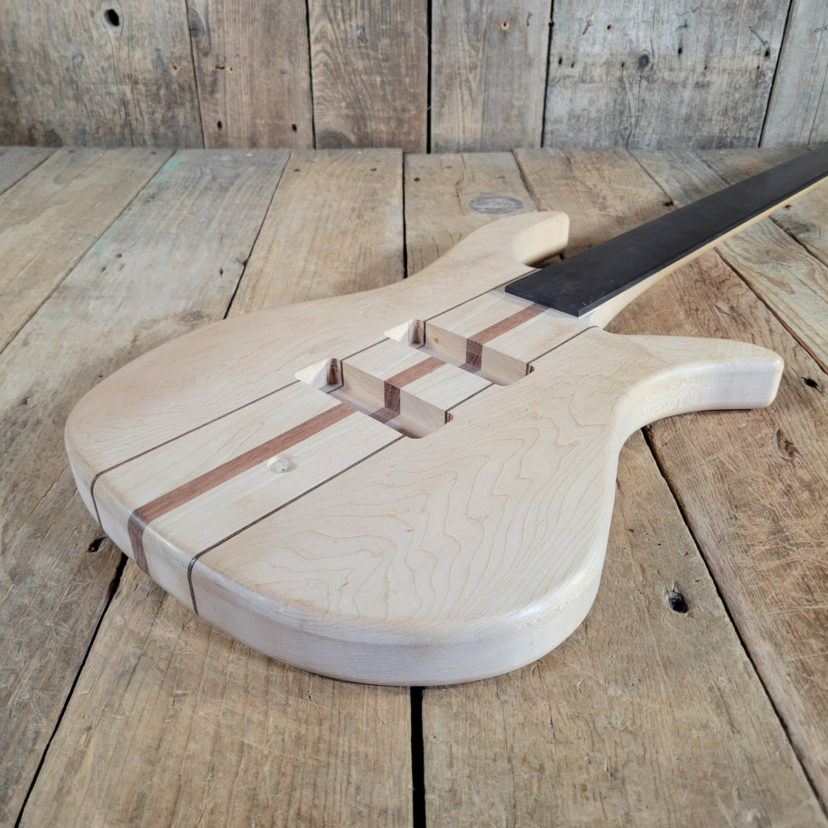 Unbranded Bass Project Neck Through Unfinished Maple, Bubinga, Walnut