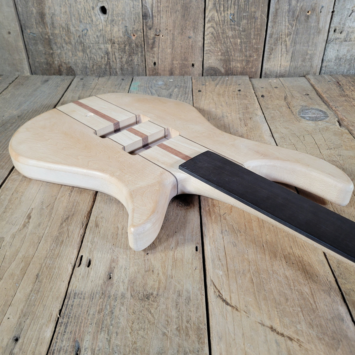 Unbranded Bass Project Neck Through Unfinished Maple, Bubinga, Walnut