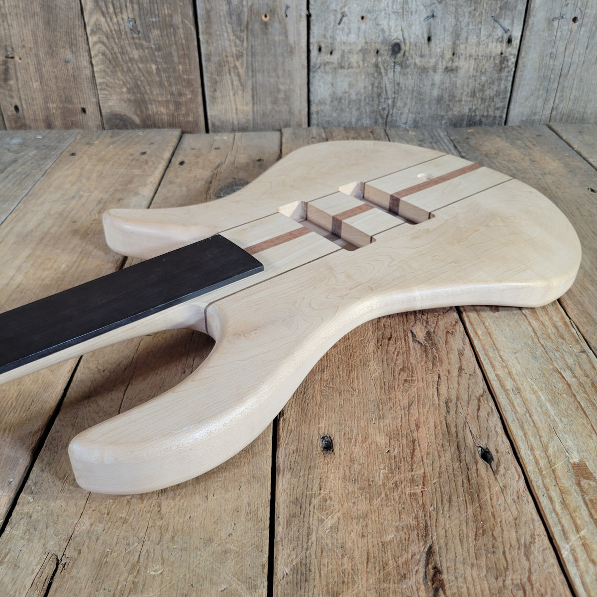 Unbranded Bass Project Neck Through Unfinished Maple, Bubinga, Walnut