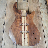 Unbranded Figured Walnut & Maple Bass Body & Neck Unfinished Project, Excellent Condition