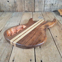 Unbranded Figured Walnut & Maple Bass Body & Neck Unfinished Project, Excellent Condition