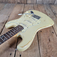MJT 2010 Relic Strat Parts-Caster Olympic White Relic w/Mono Gig Bag, Very Good