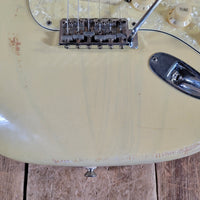 MJT 2010 Relic Strat Parts-Caster Olympic White Relic w/Mono Gig Bag, Very Good