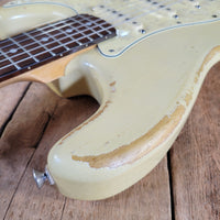 MJT 2010 Relic Strat Parts-Caster Olympic White Relic w/Mono Gig Bag, Very Good