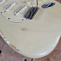 MJT 2010 Relic Strat Parts-Caster Olympic White Relic w/Mono Gig Bag, Very Good