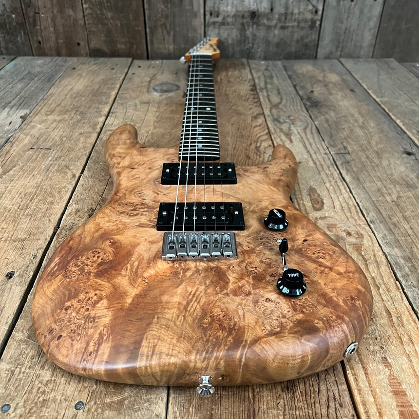 Boogie Bodies S Style HH 24.75" scale Natural Maple Burl Body Birdseye Neck