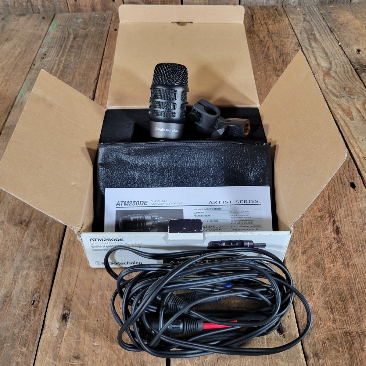 Audio - Technica ATM250DE Mic Mint w/ Box & Cable - Mahar's Vintage Guitars