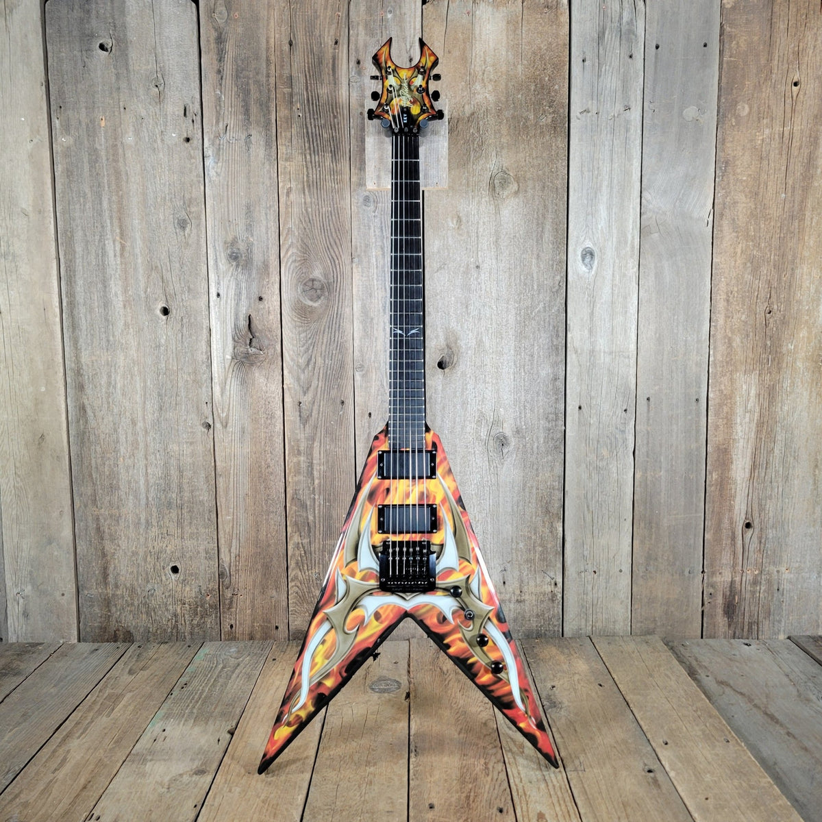 BC Rich KKV Kerry King Signature Flying V Tribal Flame Coffin Case 2009 - Mahar's Vintage Guitars