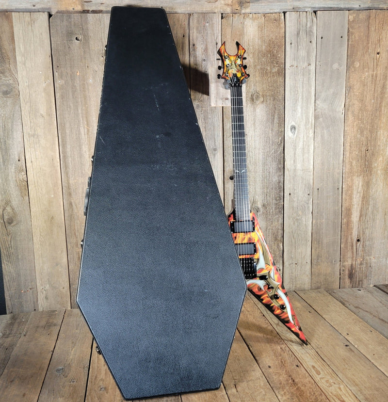 BC Rich KKV Kerry King Signature Flying V Tribal Flame Coffin Case 2009 - Mahar's Vintage Guitars