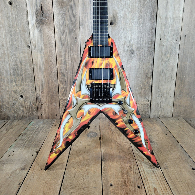 BC Rich KKV Kerry King Signature Flying V Tribal Flame Coffin Case 2009 - Mahar's Vintage Guitars