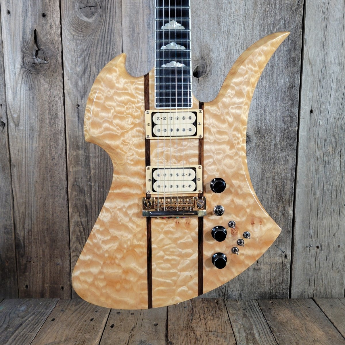 BC Rich Mockingbird Quilt Maple Early 1980s Natural "TJ Horn" - Mahar's Vintage Guitars