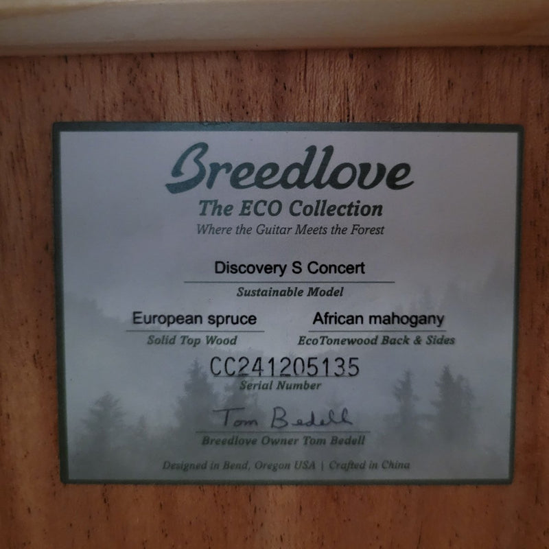 Breedlove Discovery S Concert 2024 w/ Hard Case - Mahar's Vintage Guitars