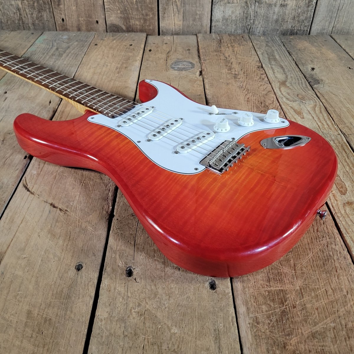 Brian Goodwin 1992 Custom Stratocaster Build Chambered Alder & Flamed Maple Body, Excellent - Mahar's Vintage Guitars