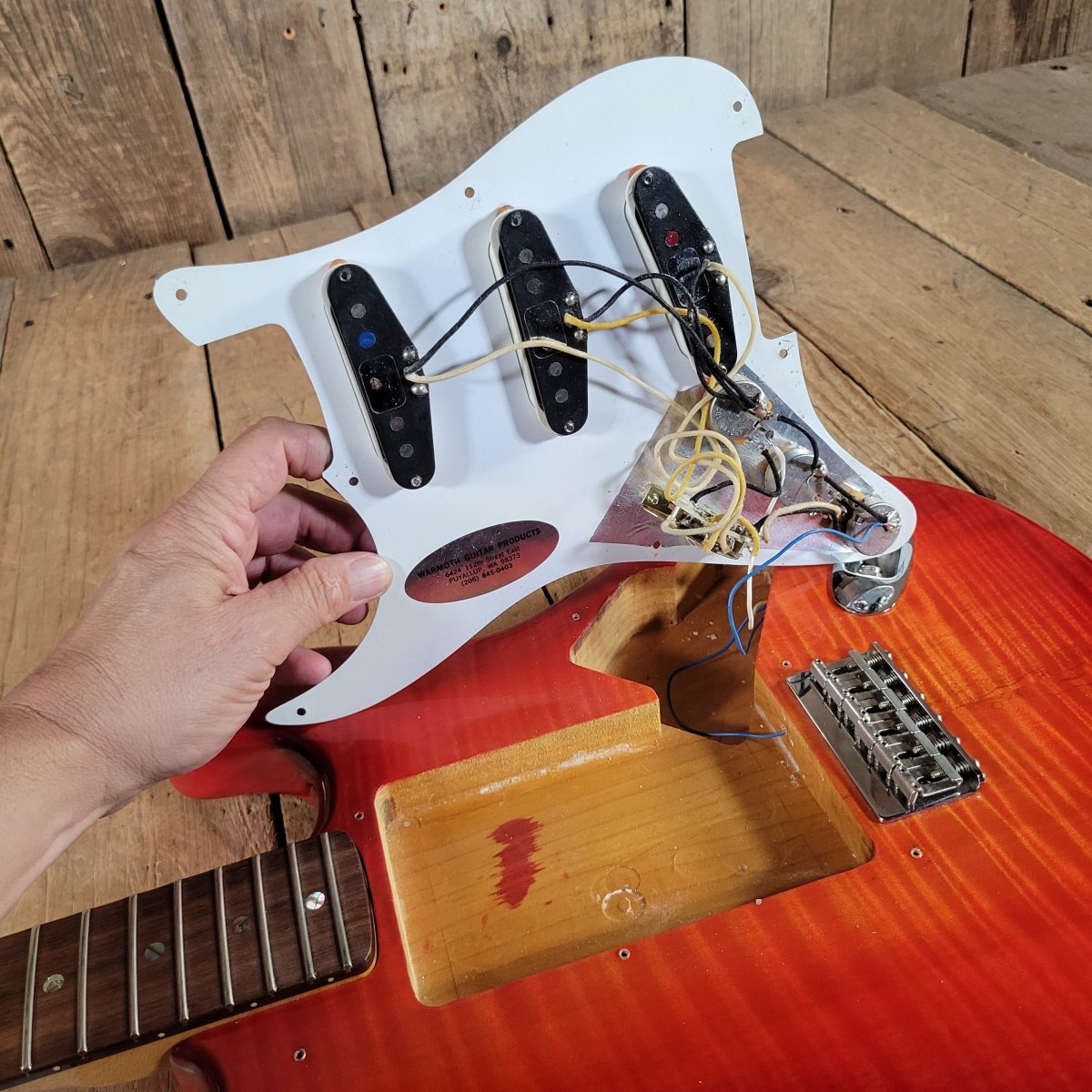 Brian Goodwin 1992 Custom Stratocaster Build Chambered Alder & Flamed Maple Body, Excellent - Mahar's Vintage Guitars