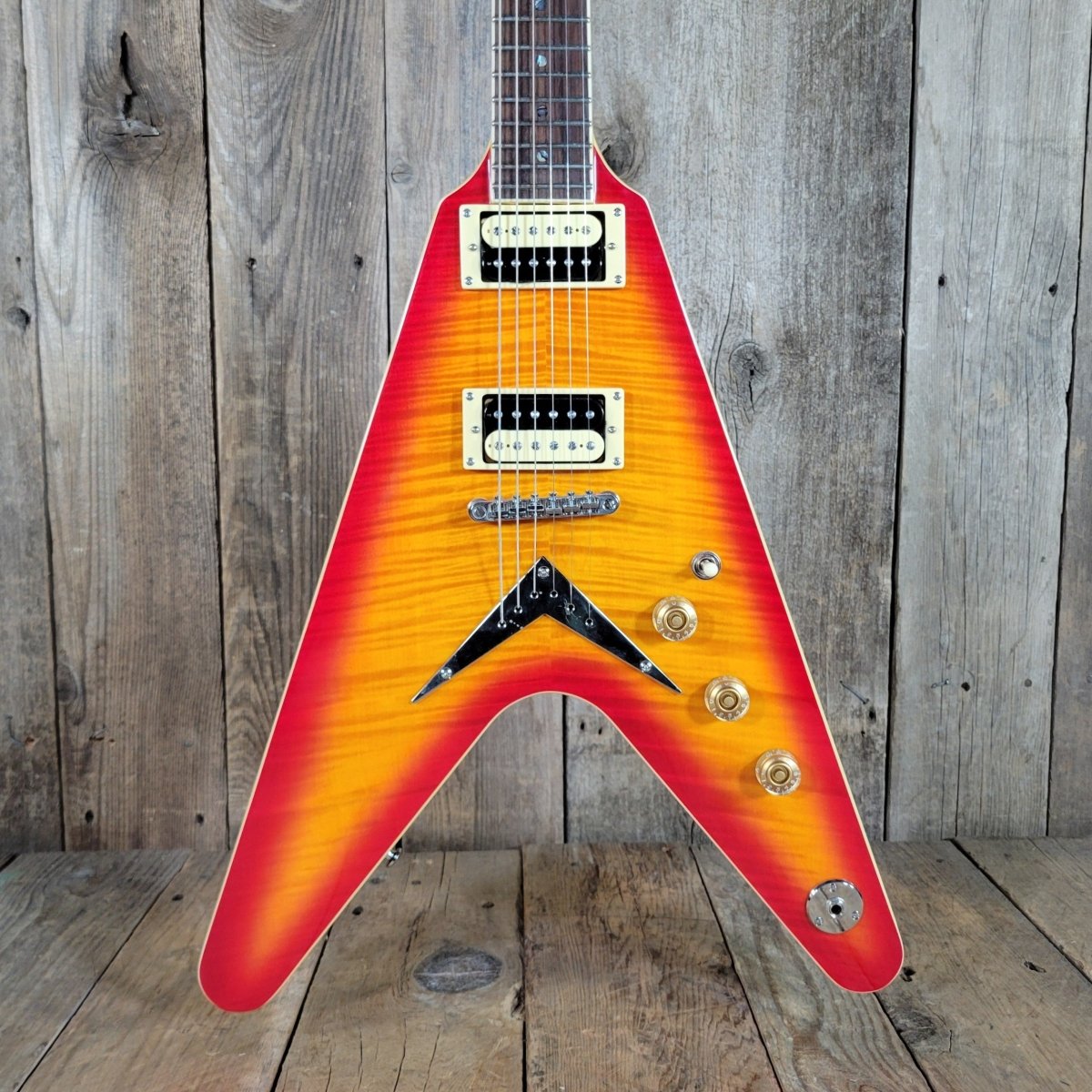 Dean V 79 Flamed Maple Flying V 2007 w/ Original Case - Mahar's Vintage Guitars