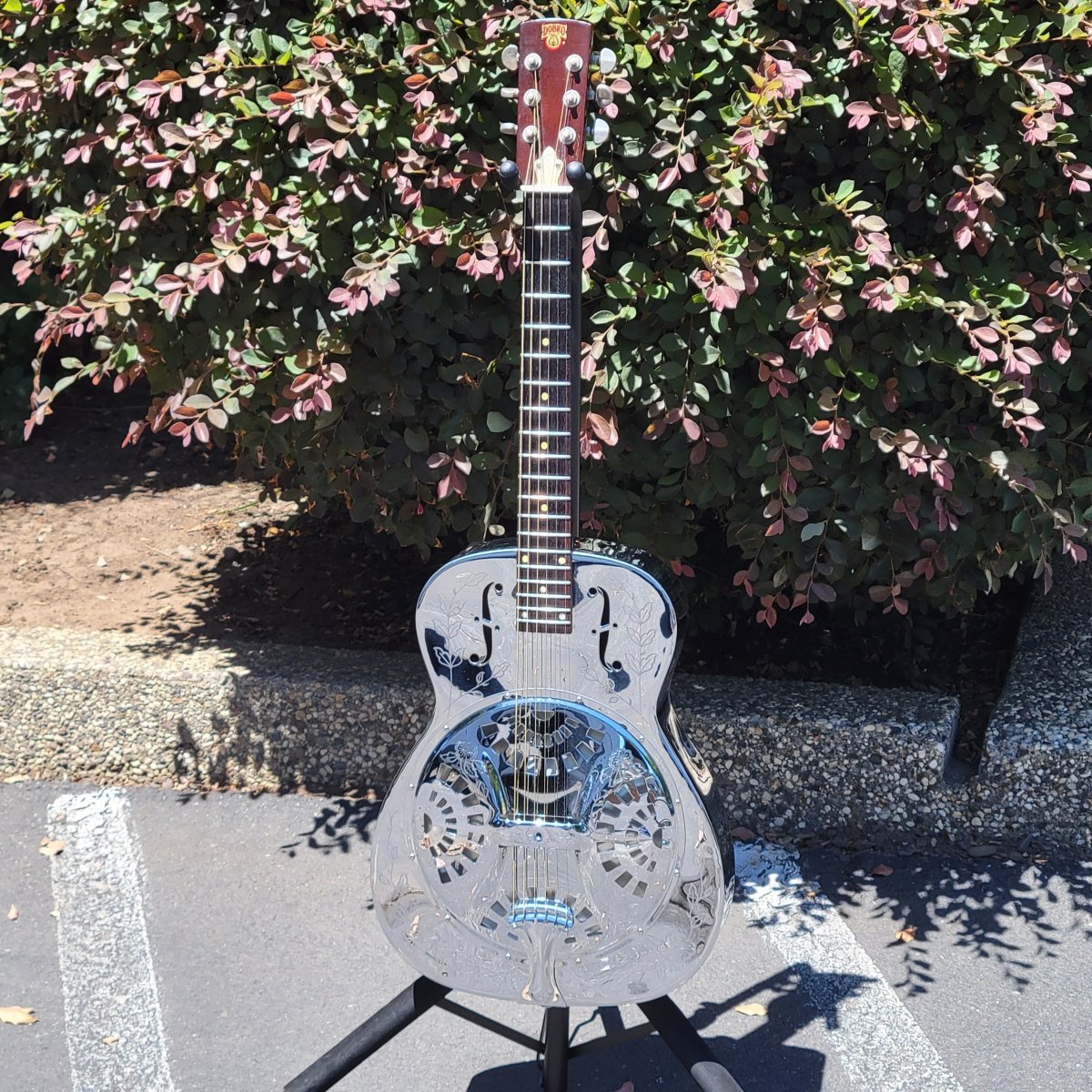 Dobro 1977 Model 36-1 The Rose Engraved Brass Body w/ Original Case Excellent - Mahar's Vintage Guitars