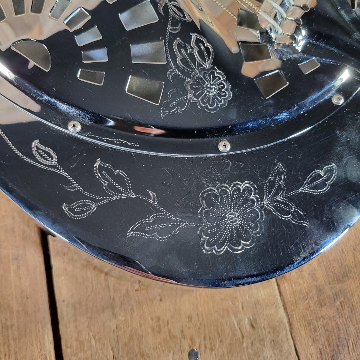 Dobro 1977 Model 36-1 The Rose Engraved Brass Body w/ Original Case Excellent - Mahar's Vintage Guitars