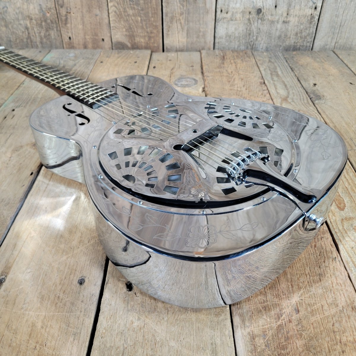 Dobro 1977 Model 36-1 The Rose Engraved Brass Body w/ Original Case Excellent - Mahar's Vintage Guitars