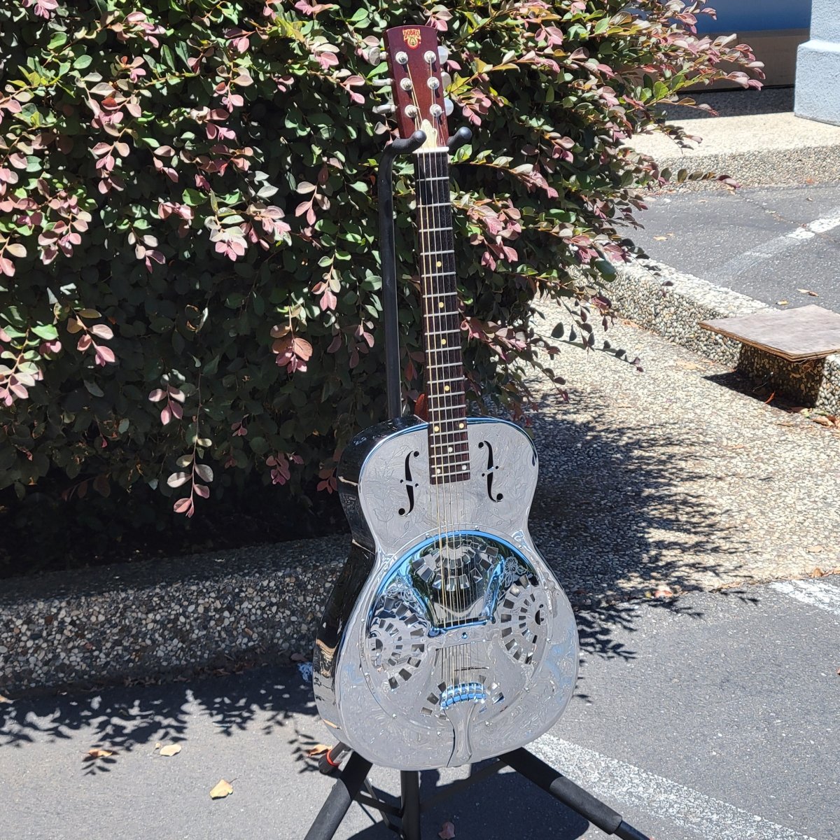 Dobro 1977 Model 36-1 The Rose Engraved Brass Body w/ Original Case Excellent - Mahar's Vintage Guitars